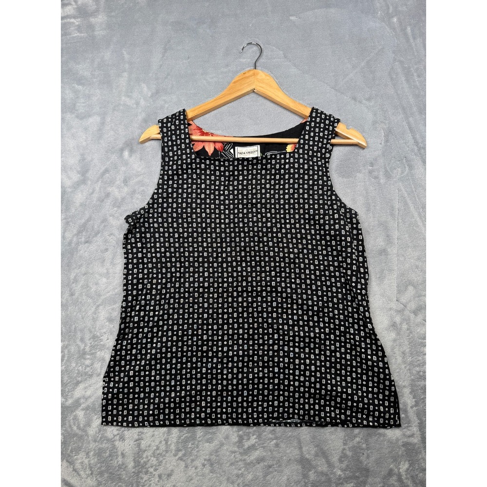 Napa Valley Tank Top Womens Small Black Geometric Office Summer Everyday Boho